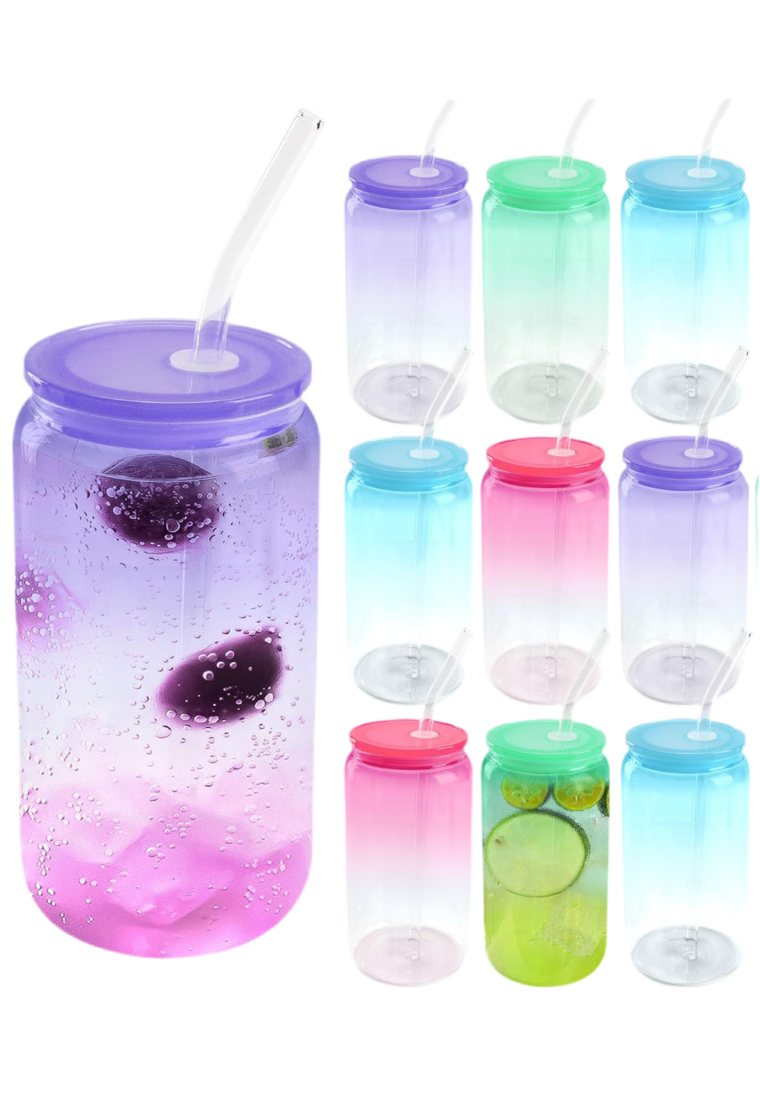 16oz Colored/Ombré Glass Cup