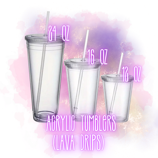 Acrylic Tumblers 24/16/12oz
